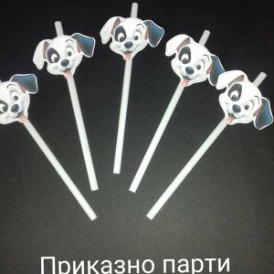 Парти сламки 101 Далматинци 10бр. в пакет за детски рожден ден