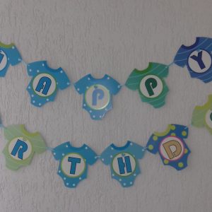 Банер за 1-ви рожден ден. Надпис Happy birthday
